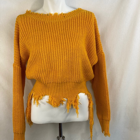 LF Sweaters - NWT BSBW by LF Mustard Frayed sweater - XS